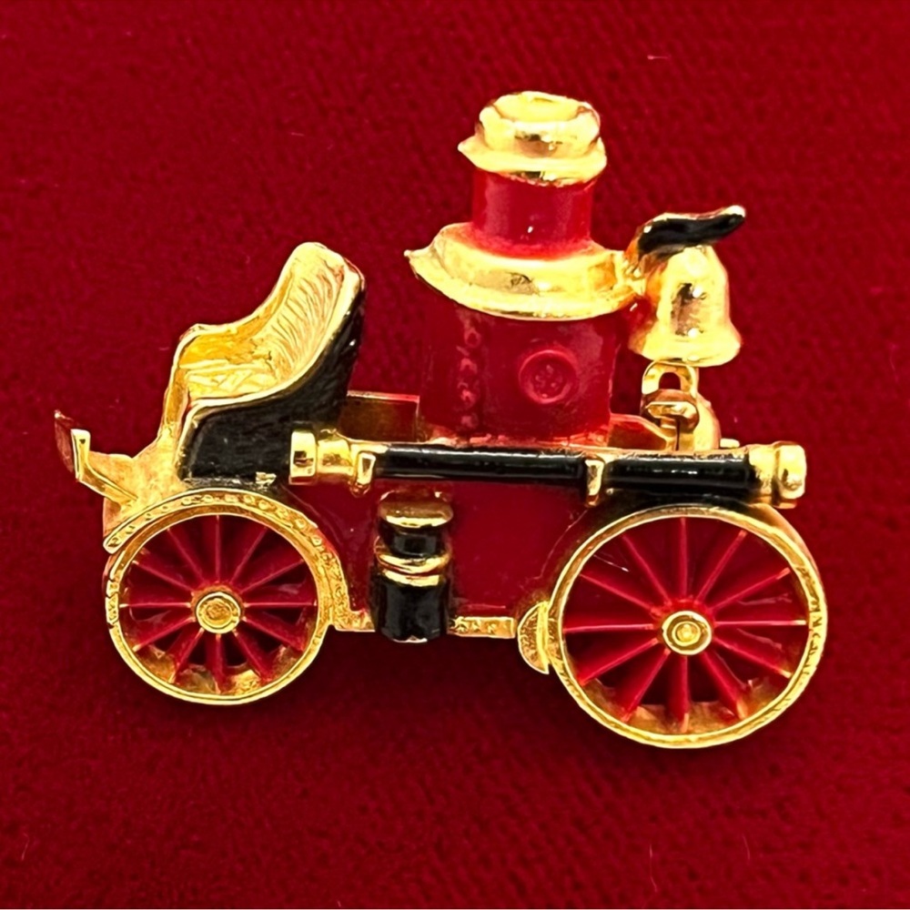 Gold & Red Vintage Fire Engine pin